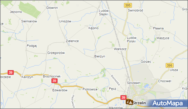 mapa Bierzyn gmina Strzelin, Bierzyn gmina Strzelin na mapie Targeo