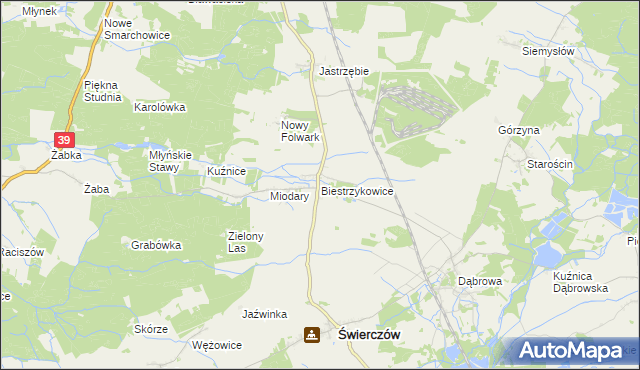 mapa Biestrzykowice, Biestrzykowice na mapie Targeo