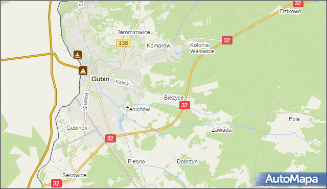 mapa Bieżyce, Bieżyce na mapie Targeo