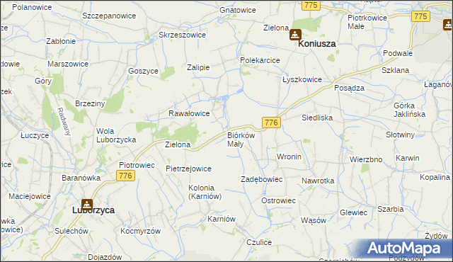 mapa Biórków Mały, Biórków Mały na mapie Targeo