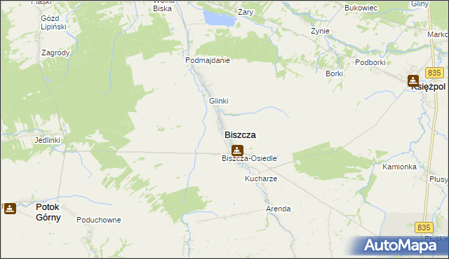 mapa Biszcza, Biszcza na mapie Targeo