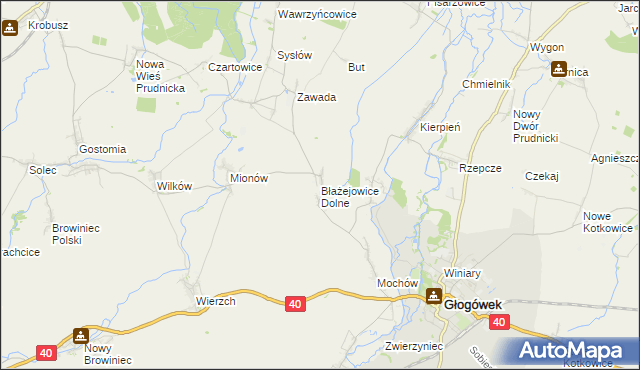 mapa Błażejowice Dolne, Błażejowice Dolne na mapie Targeo