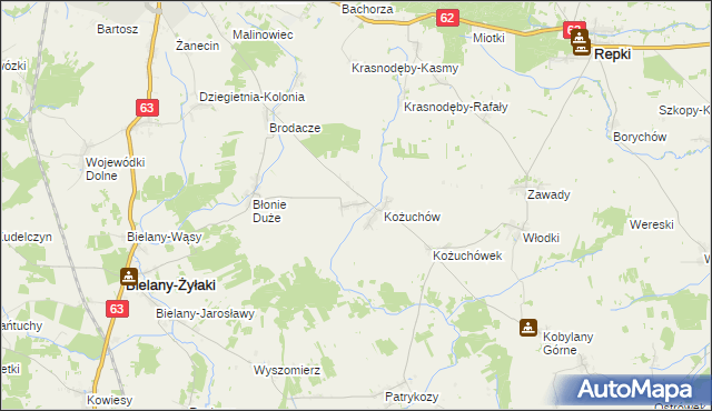 mapa Błonie Małe, Błonie Małe na mapie Targeo