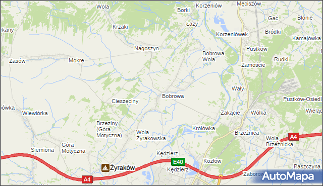 mapa Bobrowa gmina Żyraków, Bobrowa gmina Żyraków na mapie Targeo