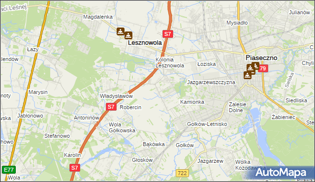 mapa Bobrowiec gmina Piaseczno, Bobrowiec gmina Piaseczno na mapie Targeo