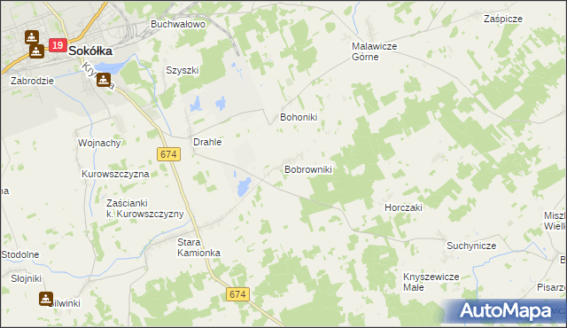 mapa Bobrowniki gmina Sokółka, Bobrowniki gmina Sokółka na mapie Targeo