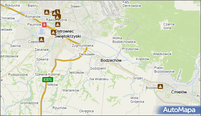 mapa Bodzechów, Bodzechów na mapie Targeo