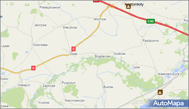 mapa Bogdanów gmina Kostomłoty, Bogdanów gmina Kostomłoty na mapie Targeo