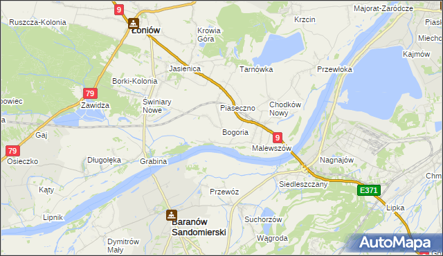 mapa Bogoria gmina Łoniów, Bogoria gmina Łoniów na mapie Targeo