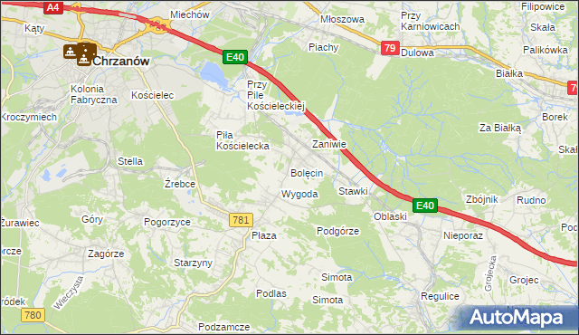 mapa Bolęcin gmina Trzebinia, Bolęcin gmina Trzebinia na mapie Targeo