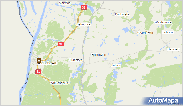 mapa Bolkowice gmina Widuchowa, Bolkowice gmina Widuchowa na mapie Targeo