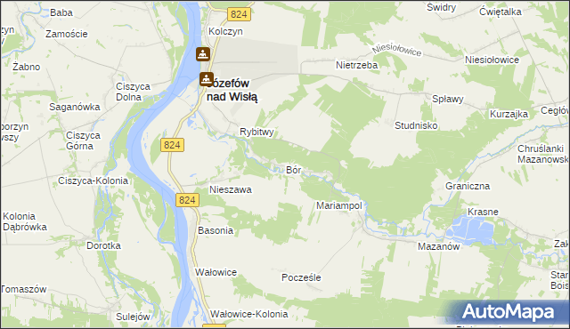 mapa Bór gmina Józefów nad Wisłą, Bór gmina Józefów nad Wisłą na mapie Targeo