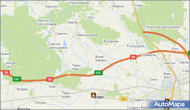 mapa Borek Mielęcki, Borek Mielęcki na mapie Targeo