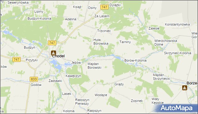 mapa Borów gmina Chodel, Borów gmina Chodel na mapie Targeo