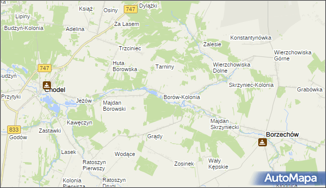 mapa Borów-Kolonia gmina Chodel, Borów-Kolonia gmina Chodel na mapie Targeo