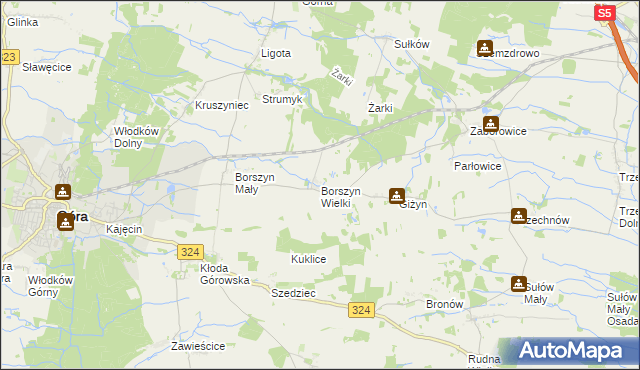 mapa Borszyn Wielki, Borszyn Wielki na mapie Targeo