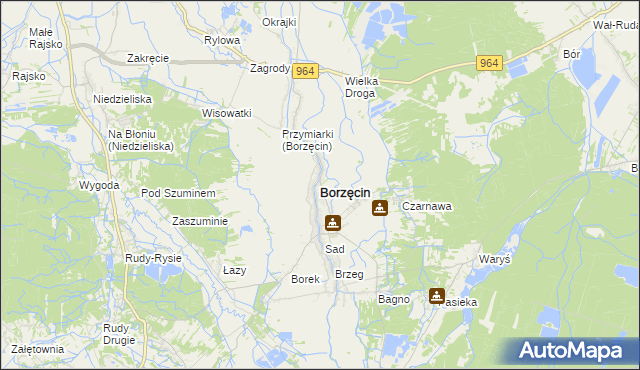 mapa Borzęcin powiat brzeski, Borzęcin powiat brzeski na mapie Targeo