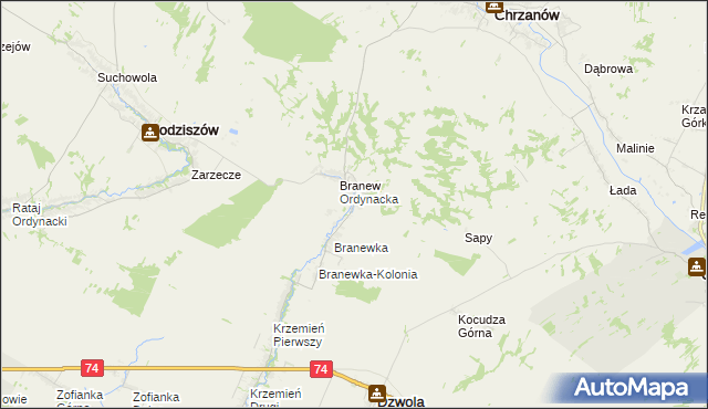 mapa Branew Szlachecka, Branew Szlachecka na mapie Targeo