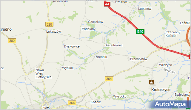 mapa Brennik gmina Złotoryja, Brennik gmina Złotoryja na mapie Targeo