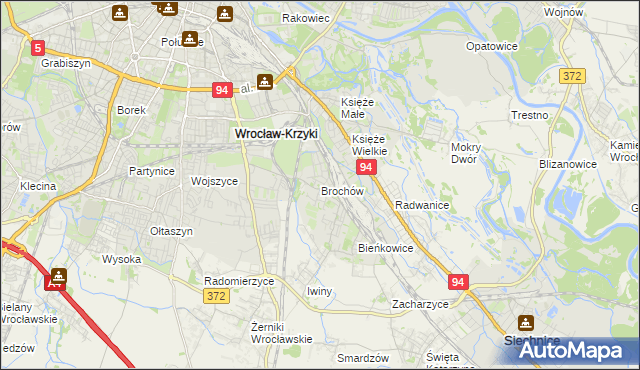 mapa Brochów gmina Wrocław, Brochów gmina Wrocław na mapie Targeo