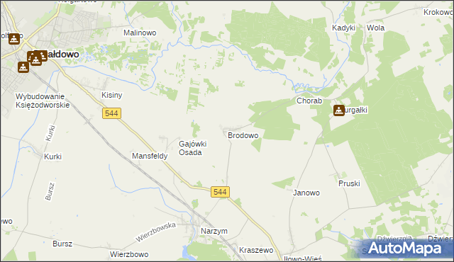 mapa Brodowo gmina Iłowo-Osada, Brodowo gmina Iłowo-Osada na mapie Targeo