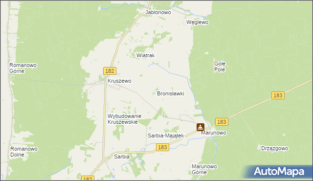 mapa Bronisławki gmina Ujście, Bronisławki gmina Ujście na mapie Targeo