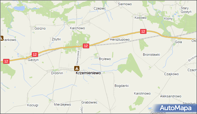 mapa Brylewo gmina Krzemieniewo, Brylewo gmina Krzemieniewo na mapie Targeo