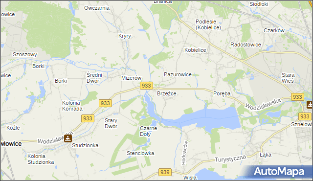 mapa Brzeźce gmina Pszczyna, Brzeźce gmina Pszczyna na mapie Targeo