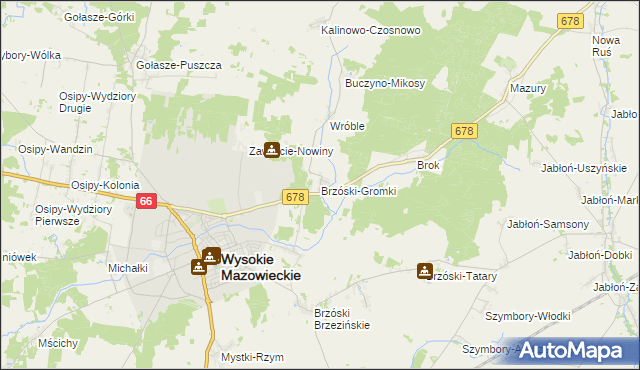 mapa Brzóski-Gromki, Brzóski-Gromki na mapie Targeo