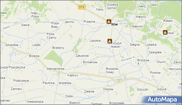 mapa Brzozowiec gmina Iłów, Brzozowiec gmina Iłów na mapie Targeo