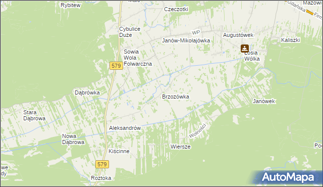 mapa Brzozówka gmina Czosnów, Brzozówka gmina Czosnów na mapie Targeo