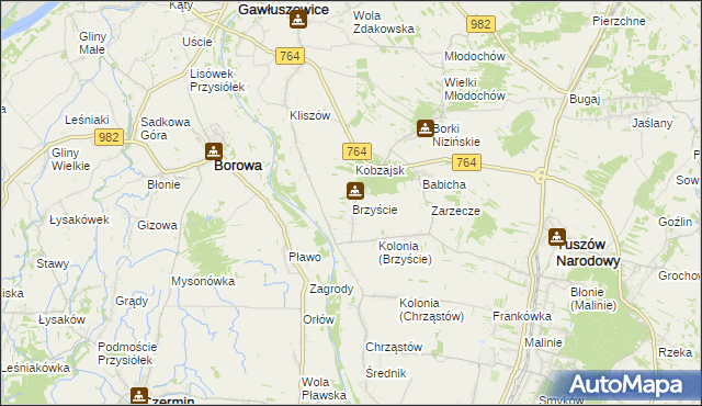 mapa Brzyście gmina Gawłuszowice, Brzyście gmina Gawłuszowice na mapie Targeo