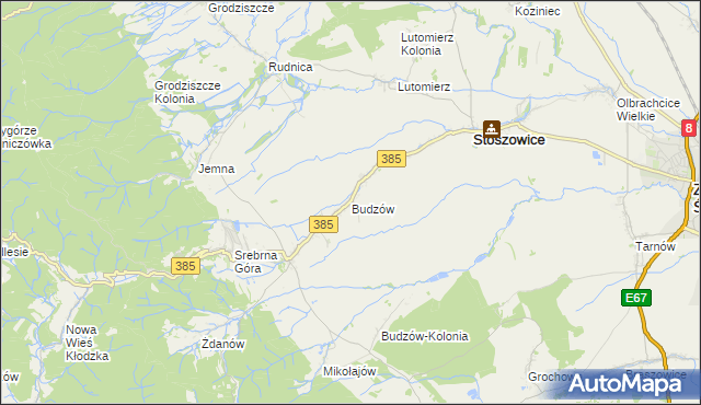 mapa Budzów gmina Stoszowice, Budzów gmina Stoszowice na mapie Targeo