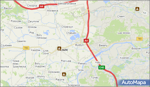 mapa Budzyń gmina Liszki, Budzyń gmina Liszki na mapie Targeo