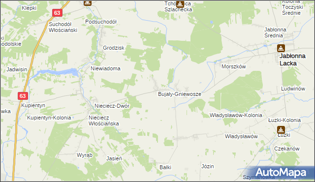 mapa Bujały-Gniewosze, Bujały-Gniewosze na mapie Targeo