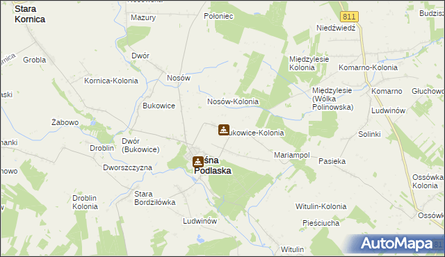 mapa Bukowice-Kolonia, Bukowice-Kolonia na mapie Targeo