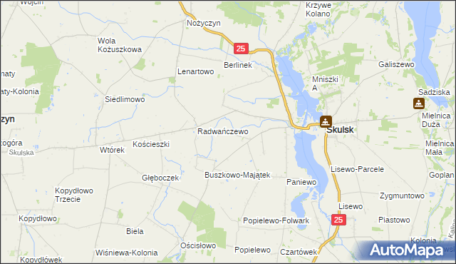 mapa Buszkowo gmina Skulsk, Buszkowo gmina Skulsk na mapie Targeo