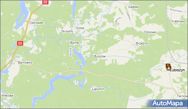 mapa Buszów gmina Lubiszyn, Buszów gmina Lubiszyn na mapie Targeo