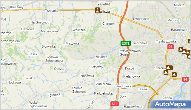 mapa Bzianka gmina Świlcza, Bzianka gmina Świlcza na mapie Targeo
