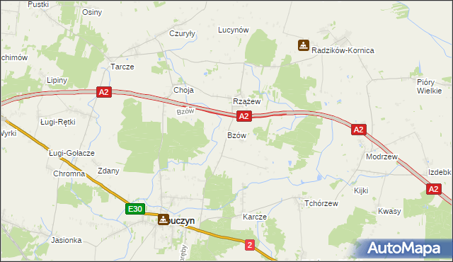 mapa Bzów, Bzów na mapie Targeo