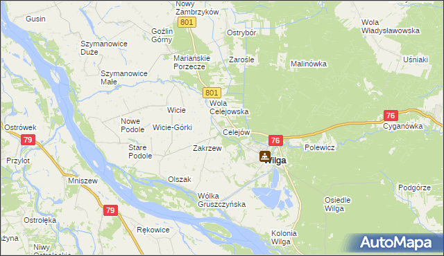 mapa Celejów gmina Wilga, Celejów gmina Wilga na mapie Targeo