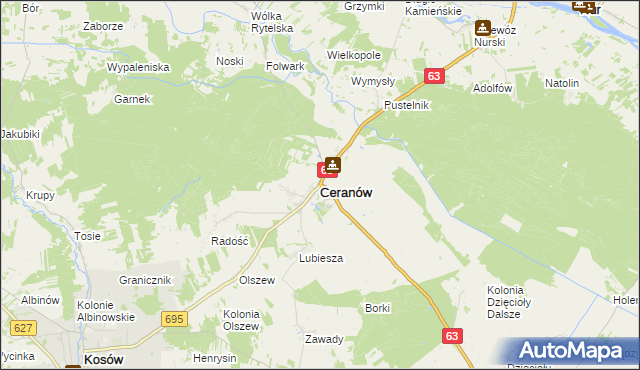 mapa Ceranów, Ceranów na mapie Targeo