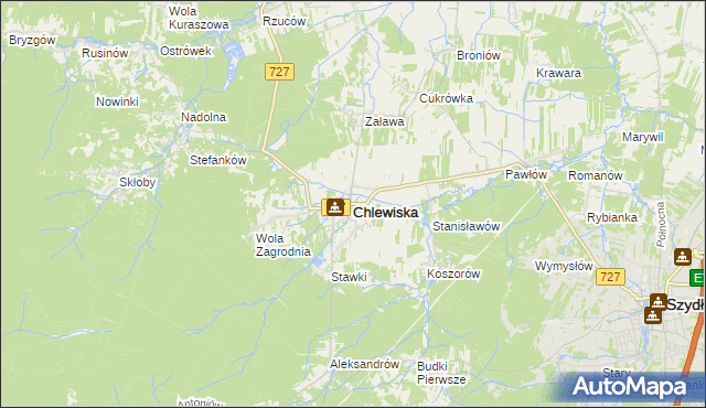 mapa Chlewiska powiat szydłowiecki, Chlewiska powiat szydłowiecki na mapie Targeo