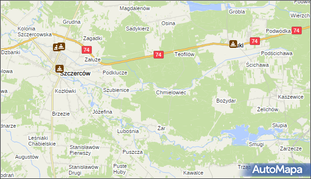 mapa Chmielowiec, Chmielowiec na mapie Targeo
