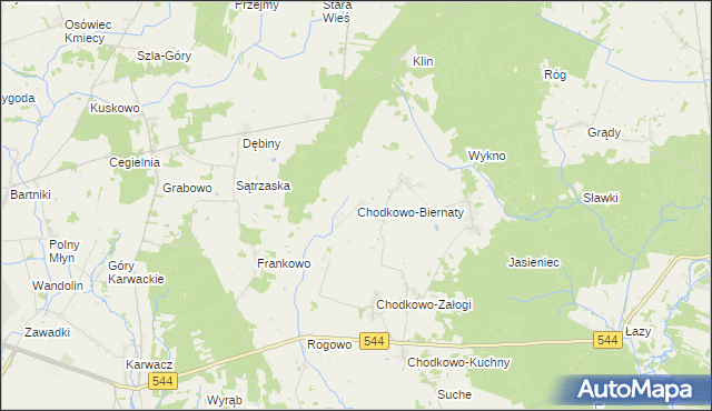 mapa Chodkowo-Biernaty, Chodkowo-Biernaty na mapie Targeo
