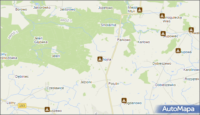 mapa Chojna gmina Gołańcz, Chojna gmina Gołańcz na mapie Targeo