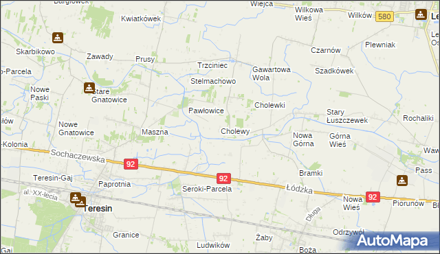 mapa Cholewy gmina Błonie, Cholewy gmina Błonie na mapie Targeo