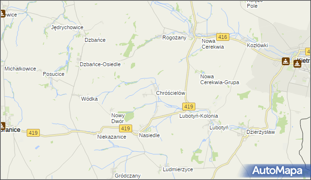 mapa Chróścielów, Chróścielów na mapie Targeo