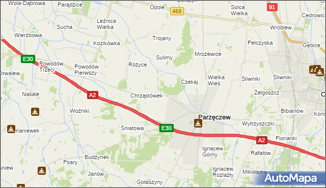 mapa Chrząstów Wielki, Chrząstów Wielki na mapie Targeo