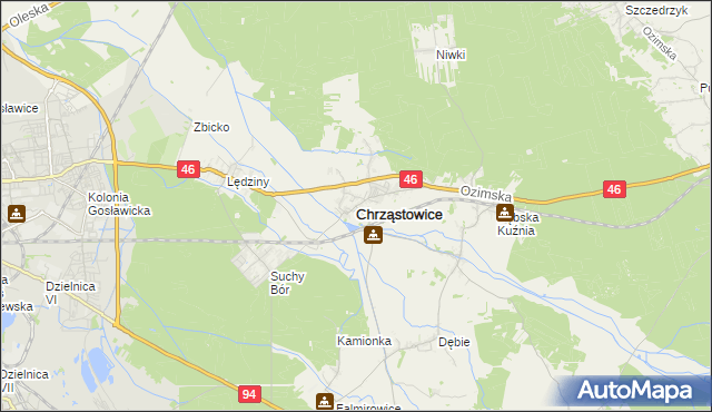 mapa Chrząstowice powiat opolski, Chrząstowice powiat opolski na mapie Targeo